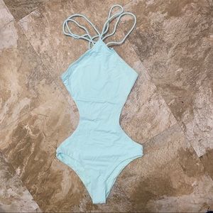 Cut-out strappy one piece swimsuit